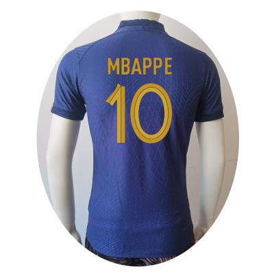 China mbappe soccer jersey soft breathable elastic model new benzema 2022 2023 world cup uniform frances quality player thai version football shirts for sale