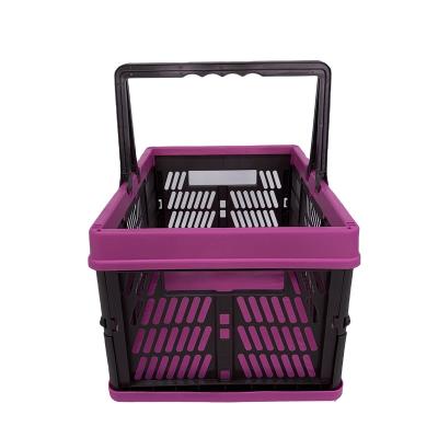 China 2022 Sustainable Plastic Folding Plastic Shopping Basket Storage Basket Plastic With Handle for sale