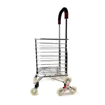 China Aluminum Alloy 8 Wheels Folding Stair Climbing Foldable Carts Folding Trolley Grocery Shopping Cart for sale