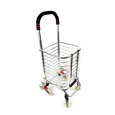 China Supermarket Aluminum Alloy Folding Shopping Trolley Folding Grocery Rolling Cart for sale