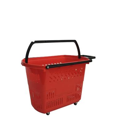 China Plastic Shopping Goods Supermarket Shopping Trolley With Telescopic Handle for sale