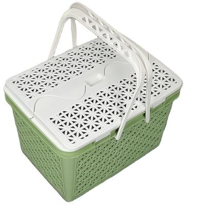 China Sustainable Grocery Shopping Basket Popular Supermarket Plastic Handle Shopping Basket for sale