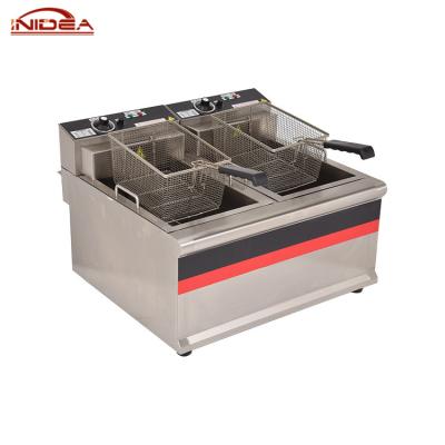 China food & Table Type Industrial Deep Fryer Machine Beverage Factory 9KW/220V Double Tank Price for sale