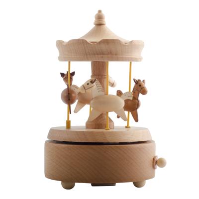 China Wholesale Eco-friendly Happy Birthday Gift For Kids Wooden Carousel Horse Music Box for sale