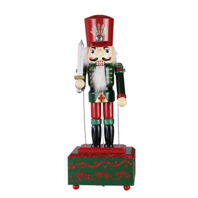 China Lovely Soldier Sword Designs European Style Nutcracker Music Box Wood Home Decoration for sale