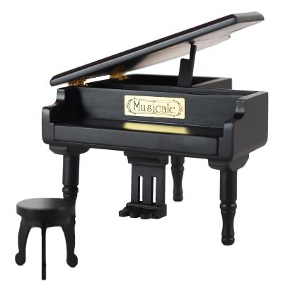 China Hot Sale Fashional Home Furnishing Ornaments Piano Shape Music Box Wood For Children for sale