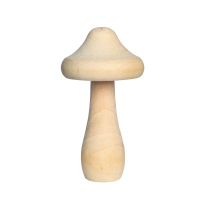 China Hot Selling Europe Kids DIY Education Unpainted Natural Mushroom Wooden Toy For Home Decoration for sale