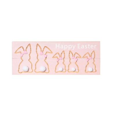 China Wooden Pink Festival Decoration Easter Gift Rabbit Plate Personalized New Easter Decoration for sale