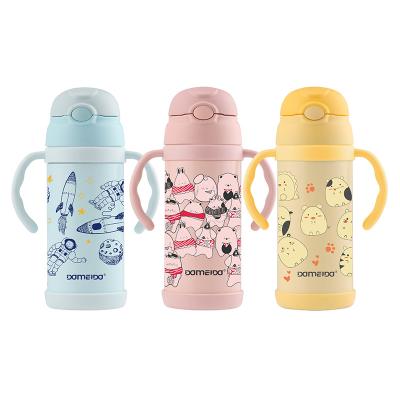 China Dameida PORTABLE Promotional Cartoon 350ml Cute Thermos Cups Colorful 304 Stainless Steel Double Wall Children's Sippy Cup for sale