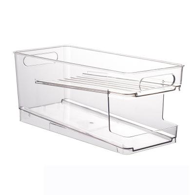 China 2022 CLASSIC Outlined Transparent Plastic Storage Box Refrigerator Beverage Kitchen Freezer Soda Beer Can Holder Beverage Box for sale