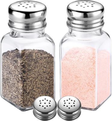 China 2022 CR Viable Wholesale Clear Salt Pepper Bottles Glass Spice Shakers Bottle Spice and Pepper Shakers for sale