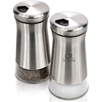 China CR 2022 Viable Salt and Pepper Shaker Stainless Steel Glass Seasoning Jar Spice Shaker Bottle for sale