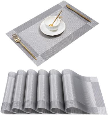 China CR 2022 Woven Non Slip Washable Table Stocked Mats Vinyl Insulation Place Mats Set of 6 for sale