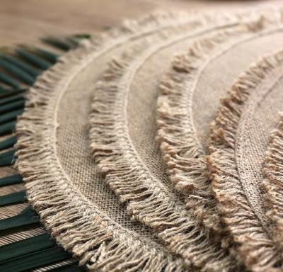 China CR Stocked 2022 Custom Place Mats Fringed Woven Natural Jute Place Mat Set of 4 for sale