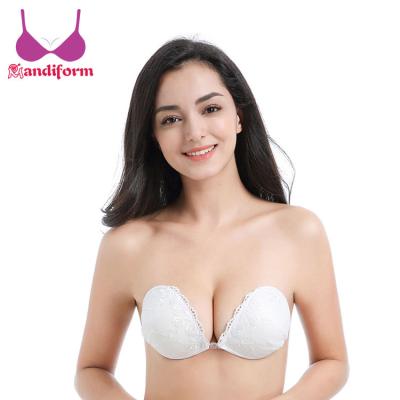 China Antibacterial Deep Wedding Bras Invisible Adhesive Lingerie Push Up Strapless Backless Bridal Adhesive Breathable Bra White for sale