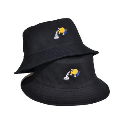 China Custom Character Cotton Bucket Hat Embroidery Logo Bucket Hat White Black Bucket Hat for sale