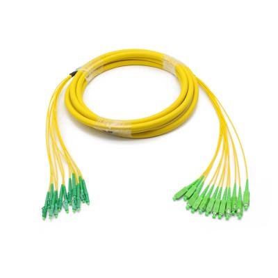 China FTTH FTTB FTTX Network 12F Pre-terminated Fiber Patch Cable LC/APC-SC/APC G657A2 9/125 Single Mode With Breakout 2.0mm Tails 1.5 Meter LSZH for sale