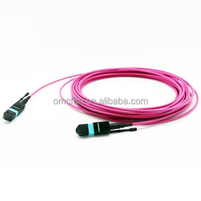 China FTTH FTTB FTTX Network 12cores MTP OM4 5M Polarity B Female-MTP Fiber Patch Cable for sale