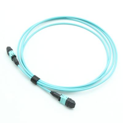 China Data Center Female 12 Core Type One MPO Plus Aqua LSZH Mini Elite Trunk Cable MPO Trunk Patch Cord OM3 Mini for sale