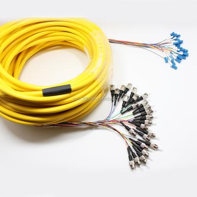 China FTTH Pre-terminated fan-out patch attaches 24 core LC UPC to ST UPC 9/125um LSZH 24 singlemode fibers Pre-terminated patch cable for sale