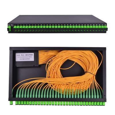 China Telecommunication OMC Fiber 1x32 19' Rack Mount 1U Integrated Design Fiber Optic PLC Splitter for sale