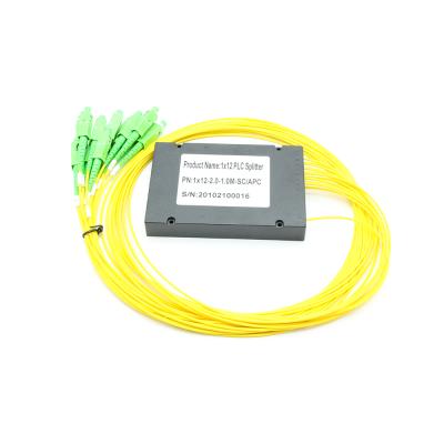 China FTTH 1x12 PLC Splitter ABS Mode SC/APC Connector Singlemode Fiber Optic PLC Splitter for sale