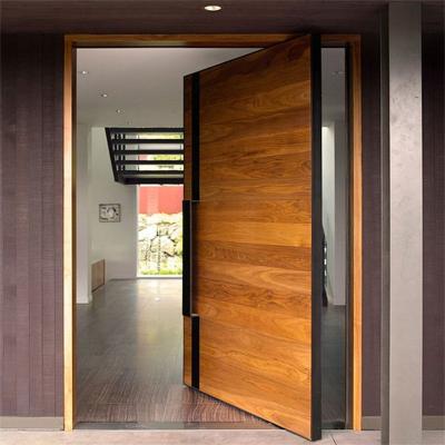 China 48 Inch Wide Front Door Modern Prehung Pivot Pivot Exterior Door Waterproof Wrought Solid Wood Design for sale