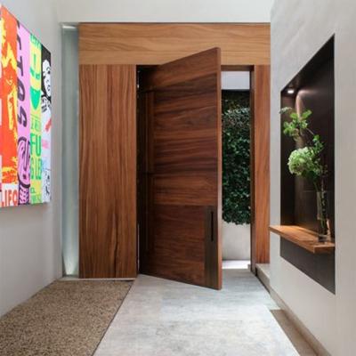 China Front Door Designs Solid American Contemporary Modern Black Walnut Entry Pivot Wood Door for sale