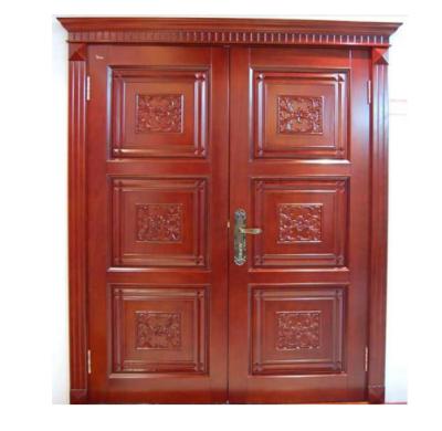 China Modern high quality villa door meeting room wood carving solid wood double door for sale