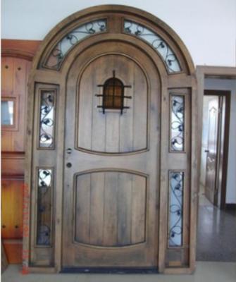 China Traditional Villa Entrance Arch Round Lid Top Solid Wood Wooden Door for sale