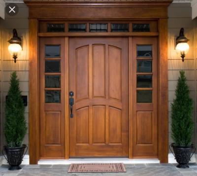 China Modern Villa Entrance Two Sidelights Solid Wood Door for sale