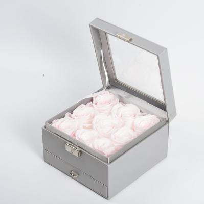 China Environment Friendly & Fashionable Luxury Preserved Flower Jewelry Gift Box Preserved Flowers Everlastng Preserved Roses In Wooden Box Drawer for sale