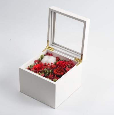 China Fashional 2021 New Products Flower Music Box Eternal Square Shape Preserved Rose Flower Gift Box for sale