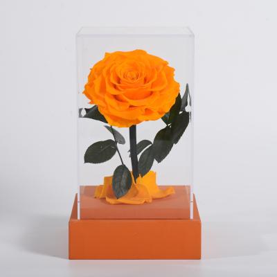 China fashionable & Environmental Friendly Clear Acrylic Artificial Flowers Box Preserved Roses For Decoration Events for sale