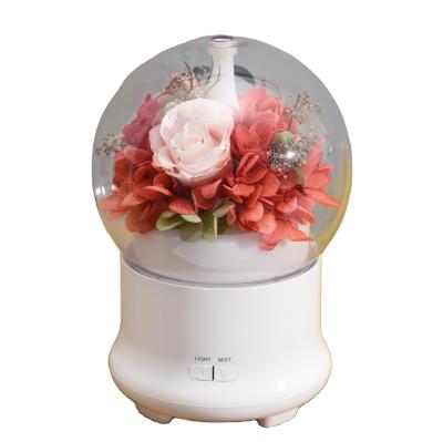 China Environment Friendly & Fashionable Eternal Roses Humidor Led Exquisite Preserved Roses Preserved Hydrangea For Gift Box Decoration for sale