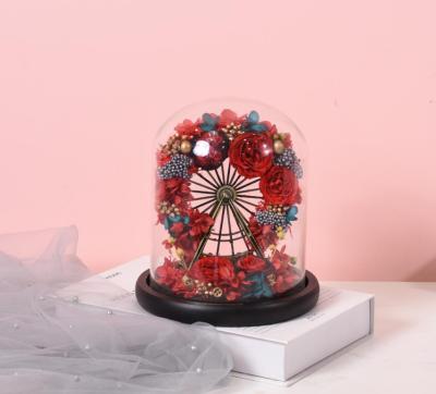 China Beautiful Natural Real Touch Rose Flower Eternal Ferris Wheel Fancy Gifts Decoration Preserved Roses In Box for sale