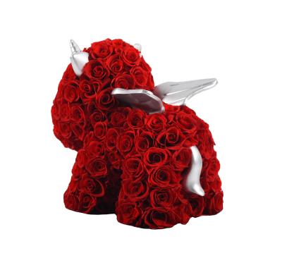 China fashionable & Best Flower Gifts Unicorn Eternal Immortal Everlasting Preserved Environmentally Friendly Preserved Roses In Big Acrylic Box for sale