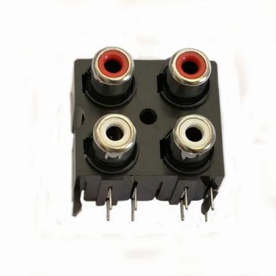 China Reliable Good Quality 8 Pin 4 90 Degree Position Mount Audio Video Jack RCA Female 8Pin 4Hole RCA Female Connector for sale