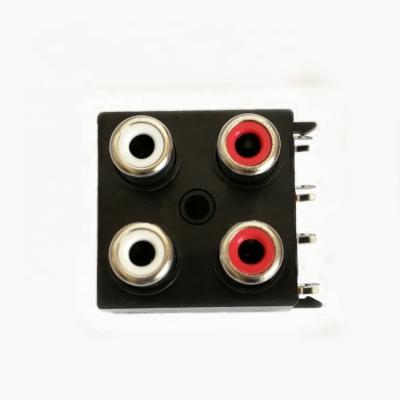 China Customizable Good Quality 8 Pin 4 HOLE 90 Degree Mount Sealed Audio Video Female Jack RCA Connector 8Pin 4Hole Sealed RCA Female for sale