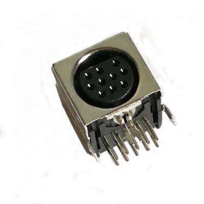 China Good Quality 10 Position Reliable Shield Mini Circular DIN Receptacle Connector 10P Right Angle Mini DIN Right Angle Receptacle Shield for sale