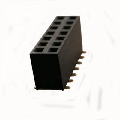 China Vertical Customizable SMT Square Hole Pin Header Connector Double Row 90 Degree Flat Pin Female for sale