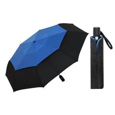 China Strong and Portable Double Canopy Double Travel Casual Compact Automatic Windproof Umbrella - Wind Resistant Small Backpack Folding Umbrella for sale