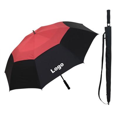 China 68 Inch Traditional Full Size Duct Wind Storm Custom Automatic Golf Umbrella Double Proof Logo Automatic Golf Umbrella for sale