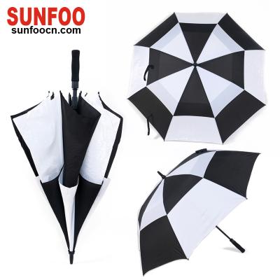 China Wholesale Golf 60 Inch Arch Fiberglass Double Layer Windproof Casual Auto Open Duct Heavy Duty Golf Umbrella for sale