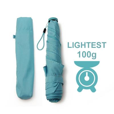 China World Lightest Colorful 100G Lightweight 5 Ribs Customized Travel Rain Umbrella for sale