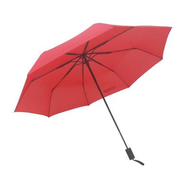 China Promotional red manual windproof open and close 3 fold umbrella for sale