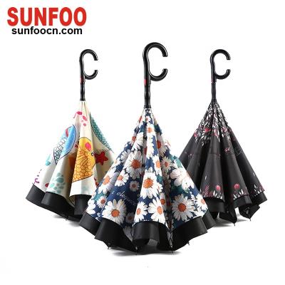 China Sunfoo Printing Hanging Auto Open Custom Car Flip Up Fashion Umbrella for sale