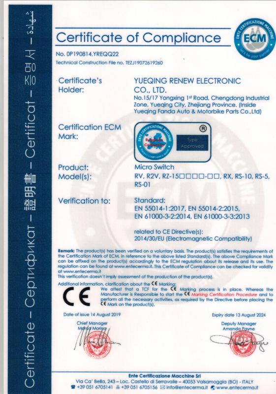 CE - Yueqing Renew Electronic Co., Ltd.