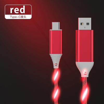 China 2021 1m High Speed ​​Charging Mobile Phone Led Cable PVC Flame Light Flowing Charging Material Data Line for sale