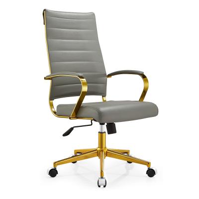 China (Size) Executive Golden Leather Armrest Adjustable Office Chair for sale